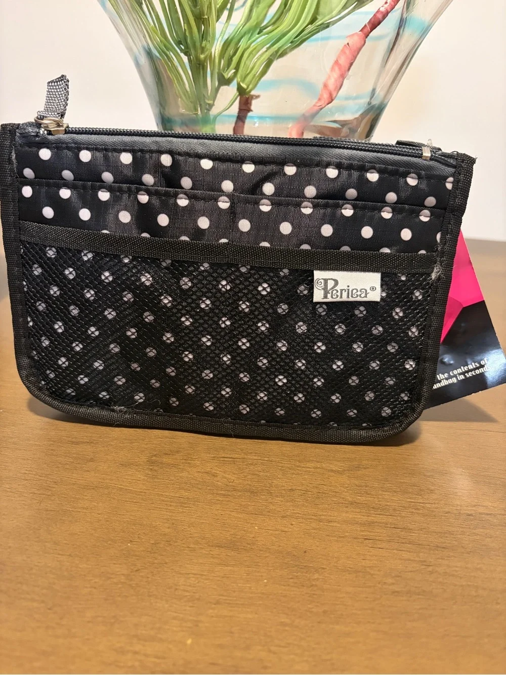 Periea Chelsy Purse Handbag Organizer Black White Polka Dot NWT